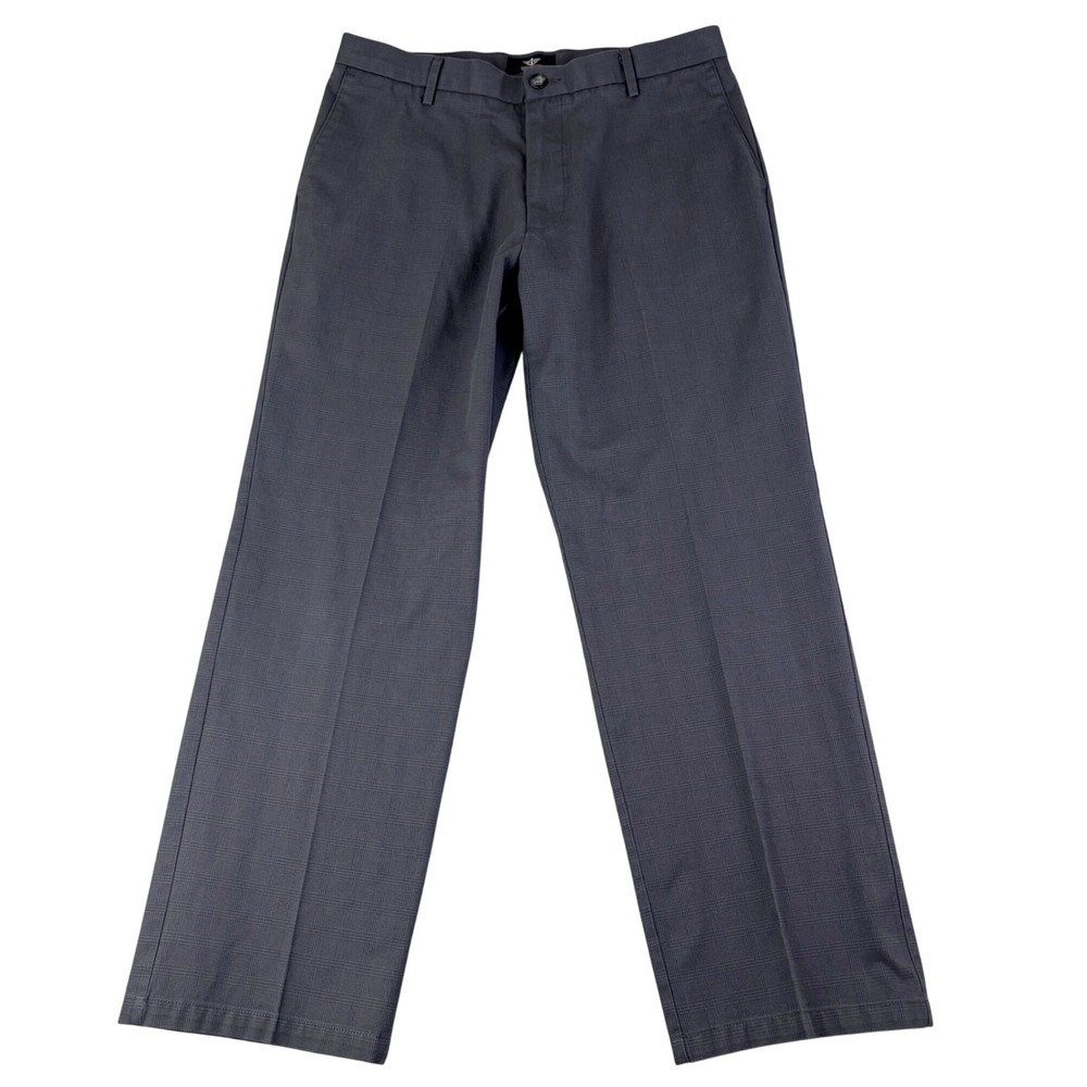 Dockers 34x30 Grey Straight Fit Micro Plaid Trousers Mens Dress Pants Office